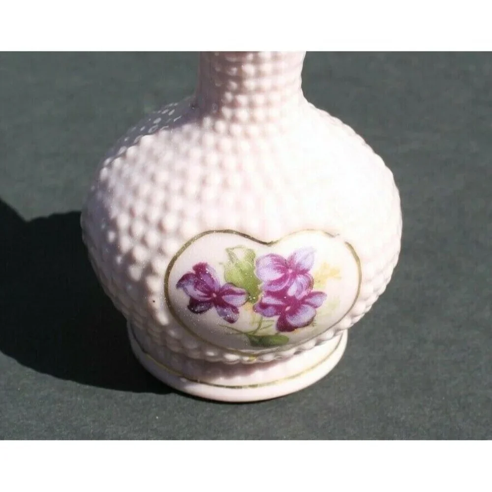 VTG Purple Porcelain HB Bubbled Flower Mini Table Top Creamer / Oil W/ Stopper